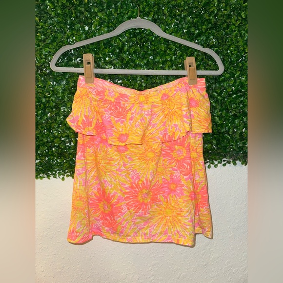 Lilly Pulitzer Wakely Floral Ruffle Tube Top Medium - Picture 4 of 5